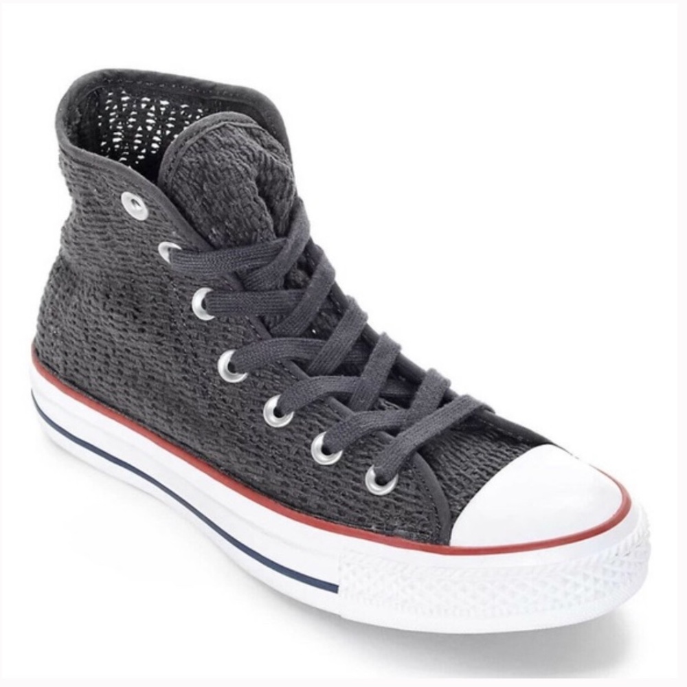 Converse Chuck Taylor Hi Top Almost Black Crochet Shoes Size 9